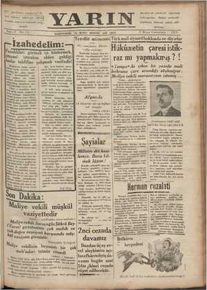 Yarın Gazetesi 5 Nisan 1930 kapağı