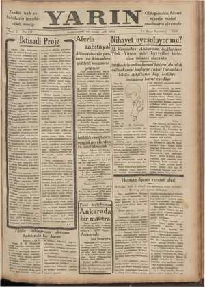 Yarın Gazetesi 14 Nisan 1930 kapağı