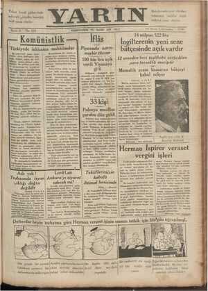 Yarın Gazetesi 16 Nisan 1930 kapağı