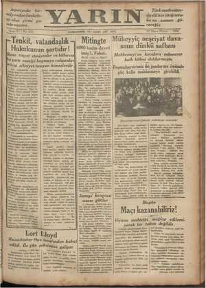 Yarın Gazetesi 20 Nisan 1930 kapağı