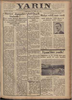 Yarın Gazetesi 21 Nisan 1930 kapağı