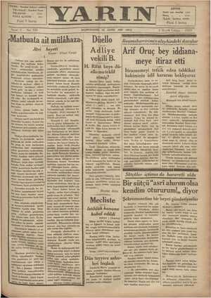Yarın Gazetesi 2 Mayıs 1930 kapağı