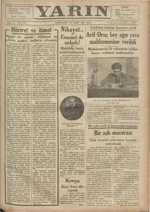 Yarın Gazetesi 3 Mayıs 1930 kapağı
