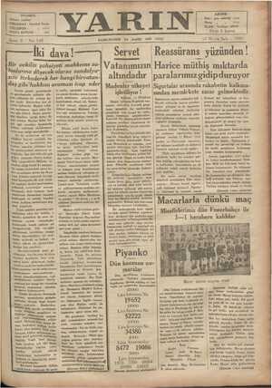Yarın Gazetesi 13 Mayıs 1930 kapağı