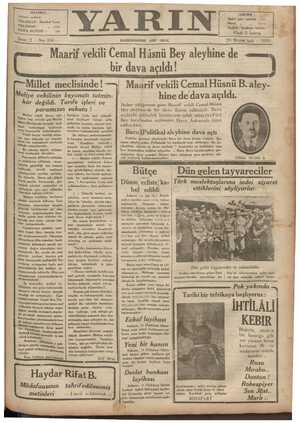 Yarın Gazetesi 20 Mayıs 1930 kapağı