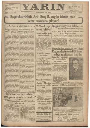 Yarın Gazetesi 22 Mayıs 1930 kapağı