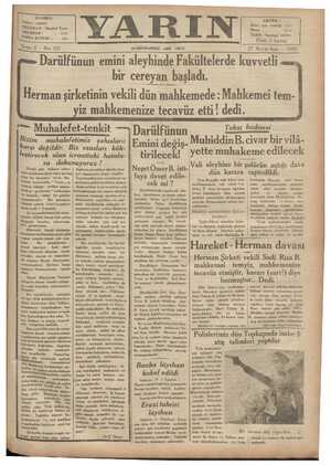 Yarın Gazetesi 27 Mayıs 1930 kapağı