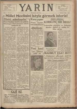 Yarın Gazetesi 10 Haziran 1930 kapağı