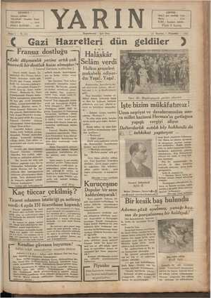 Yarın Gazetesi 12 Haziran 1930 kapağı