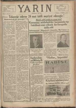 Yarın Gazetesi 19 Haziran 1930 kapağı