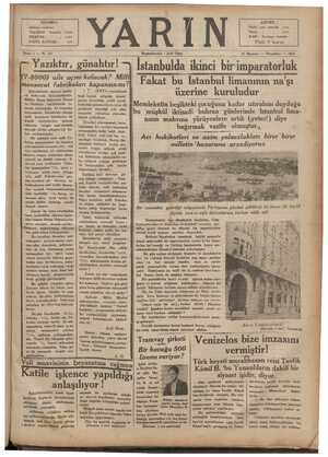 Yarın Gazetesi 26 Haziran 1930 kapağı