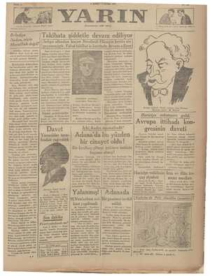Yarın Gazetesi 6 Şubat 1931 kapağı