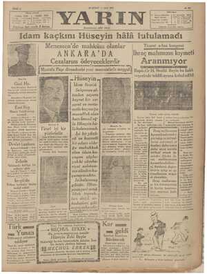 Yarın Gazetesi 10 Şubat 1931 kapağı