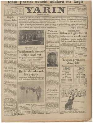 Yarın Gazetesi 12 Şubat 1931 kapağı