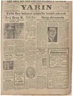Yarın Gazetesi 14 Şubat 1931 kapağı