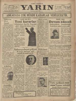 Yarın Gazetesi 16 Şubat 1931 kapağı