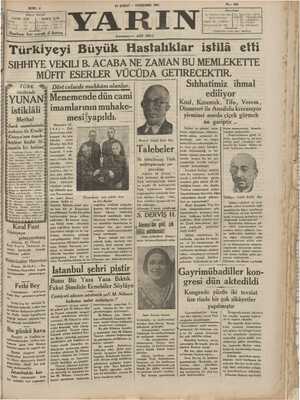 Yarın Gazetesi 26 Şubat 1931 kapağı