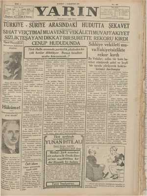 Yarın Gazetesi 28 Şubat 1931 kapağı