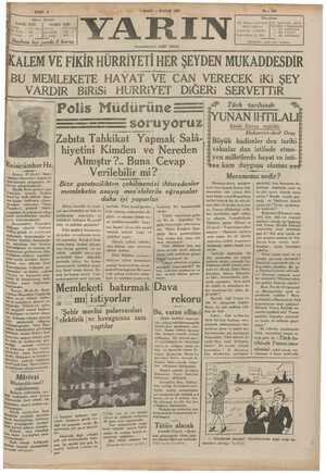 Yarın Gazetesi 1 Mart 1931 kapağı