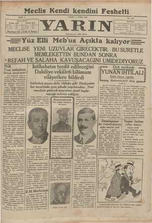 Yarın Gazetesi 6 Mart 1931 kapağı
