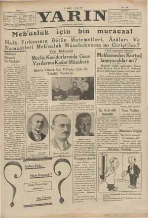 Yarın Gazetesi 10 Mart 1931 kapağı