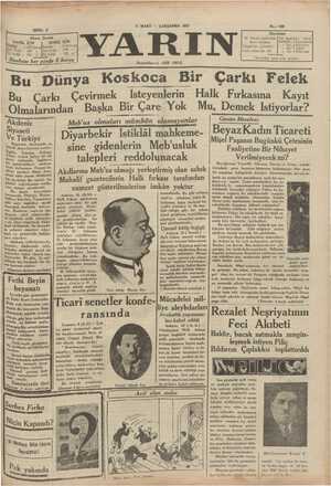 Yarın Gazetesi 11 Mart 1931 kapağı