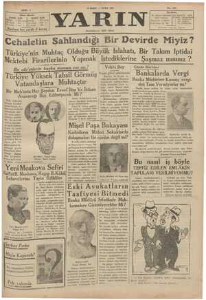 Yarın Gazetesi 13 Mart 1931 kapağı
