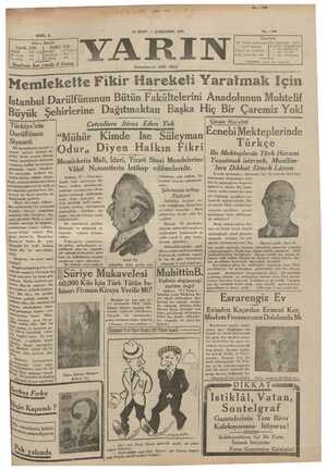 Yarın Gazetesi 18 Mart 1931 kapağı