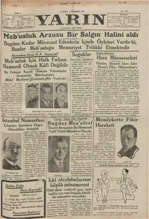 Yarın Gazetesi 19 Mart 1931 kapağı