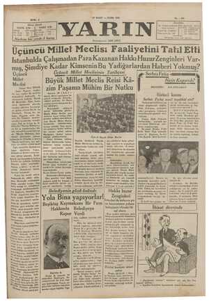 Yarın Gazetesi 27 Mart 1931 kapağı