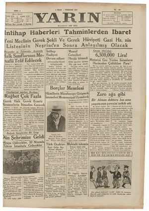Yarın Gazetesi 2 Nisan 1931 kapağı