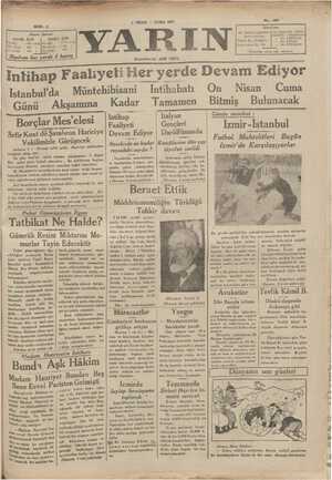 Yarın Gazetesi 3 Nisan 1931 kapağı