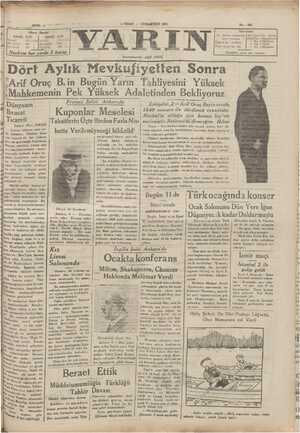 Yarın Gazetesi 4 Nisan 1931 kapağı