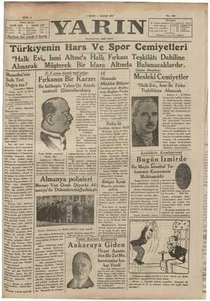 Yarın Gazetesi 5 Nisan 1931 kapağı
