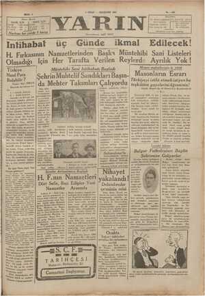 Yarın Gazetesi 9 Nisan 1931 kapağı