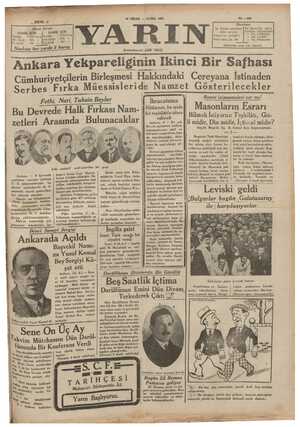 Yarın Gazetesi 10 Nisan 1931 kapağı