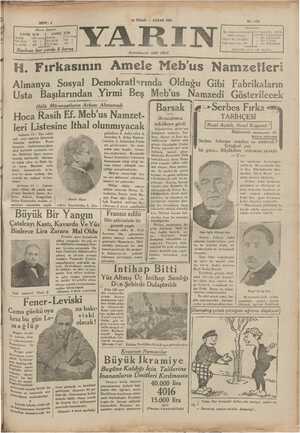 Yarın Gazetesi 12 Nisan 1931 kapağı