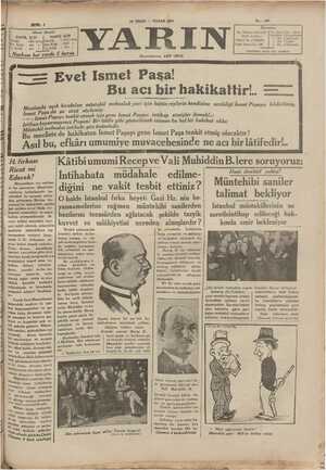Yarın Gazetesi 26 Nisan 1931 kapağı