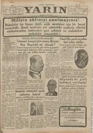 Yarın Gazetesi 2 Mayıs 1931 kapağı