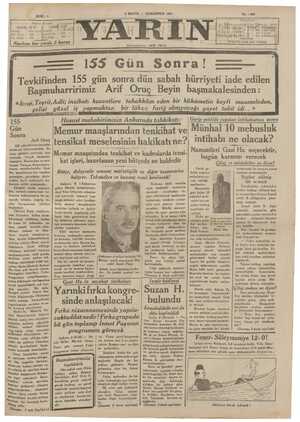 Yarın Gazetesi 9 Mayıs 1931 kapağı