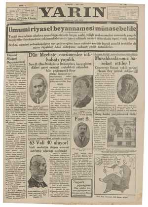 Yarın Gazetesi 12 Mayıs 1931 kapağı