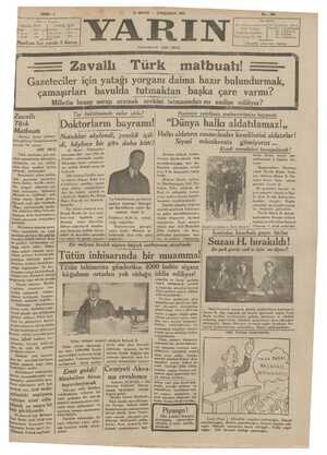 Yarın Gazetesi 13 Mayıs 1931 kapağı
