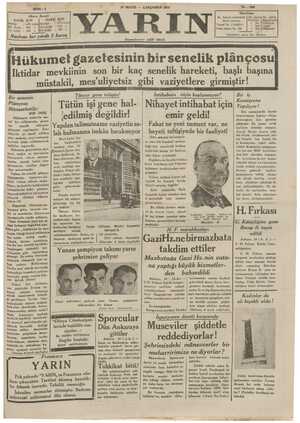 Yarın Gazetesi 20 Mayıs 1931 kapağı