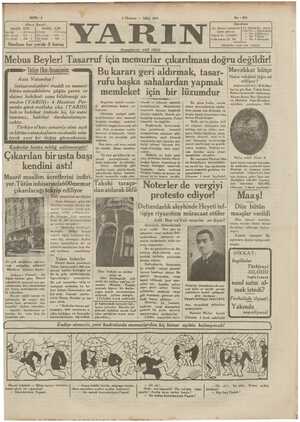 Yarın Gazetesi 2 Haziran 1931 kapağı