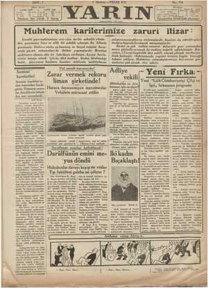 Yarın Gazetesi 7 Haziran 1931 kapağı