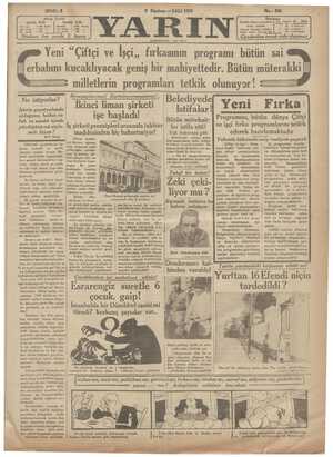 Yarın Gazetesi 9 Haziran 1931 kapağı