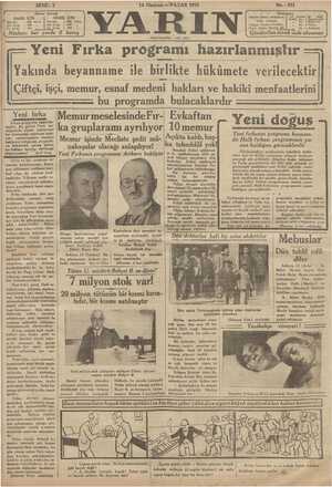 Yarın Gazetesi 14 Haziran 1931 kapağı