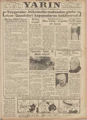 Yarın Gazetesi 23 Haziran 1931 kapağı