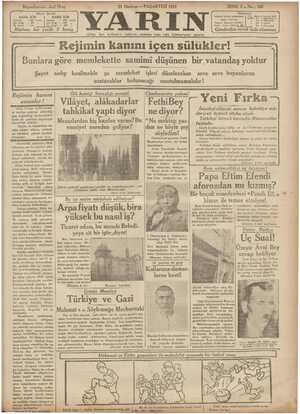 Yarın Gazetesi 29 Haziran 1931 kapağı