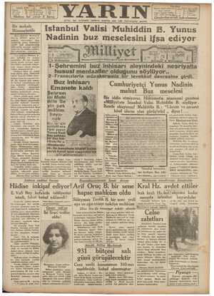 Yarın Gazetesi 12 Temmuz 1931 kapağı